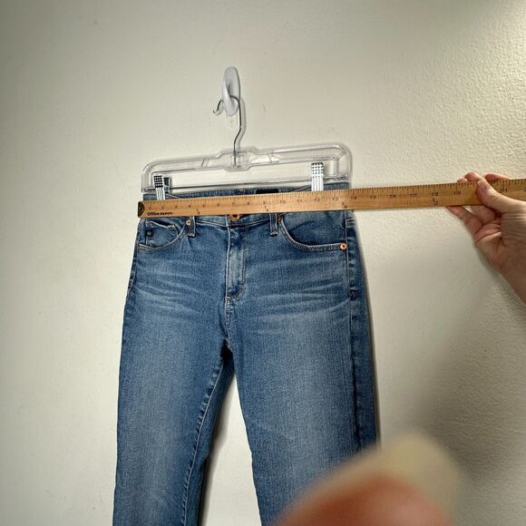 AG The Prima Ankle Raw Hem Cigarette Ankle Med Wash Blue Skinny Jean 27 Zip Fly - Picture 5 of 13